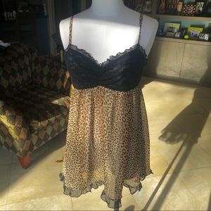 Sheer Leopard and Black lace nightie